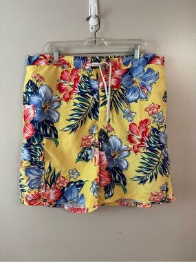 Men's Polo Ralph Lauren Yellow Tropical Floral Swim Trunks XXL